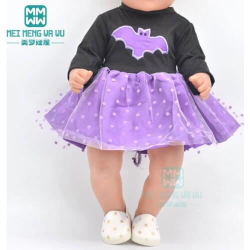 Baby clothes for doll fit 43 cm new born dolls accessories and 45cm American doll purple princess dress
