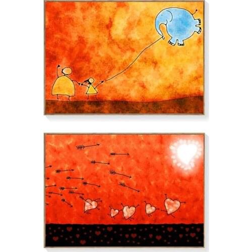 Cotton no frame modern cartoon dumbo love canvas printings oil painting printed on cotton kid room wall art decoration pictures