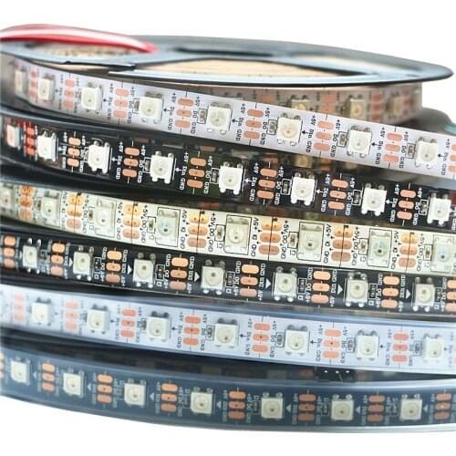 DC5V Individually Addressable Smart RGB Led Strip WS2812B WS2812 2812b LED Pixel Strip Light Black/White PCB 60leds/m Full Color