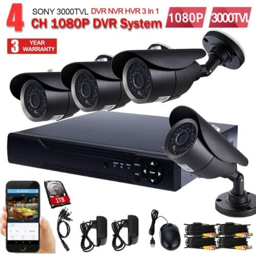 JORANK CCTV 4CH 1080P HDMI P2P DVR Surveillance System Video Output 4PCS 3000TVL 2.0MP IP Camera Home Security CCTV Kits 2TB HDD
