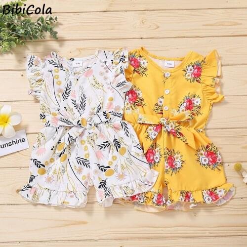 Girls Clothing Sets Summer Flower print Vest+Pants Sleeveless Jumpsuits Fashion Kids Clothes Casual Clothing Sets for Children