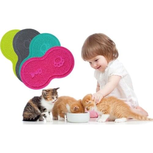 Cloud Shape Pet Cat Dog Feeding Mat Pad Solid Paw Fishbone Pattern Dish Bowl Antislip Placemat Easy Washing Pet Accessories