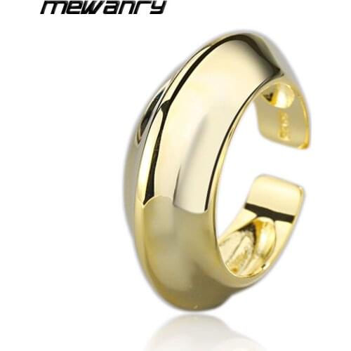 Mewanry 925 Sterling Silver Glossy Curved Rings for Women Light Luxury Minimalist Fashion Trend Party Jewelry Gifts Wholesale
