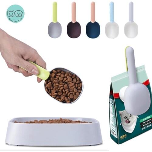 Multifunctional Pet Dog Cat Food Spoon Feeding Bowl Shovel Measuring Scoop Cup With Sealed Bag Clip Pet Supplies