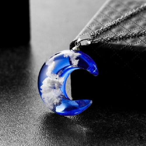 Moon Pendant Necklaces Choker Women Girls Link Chain Collier Femme 2021 Fashion Jewelry Resin Long Initial Necklace Kolye