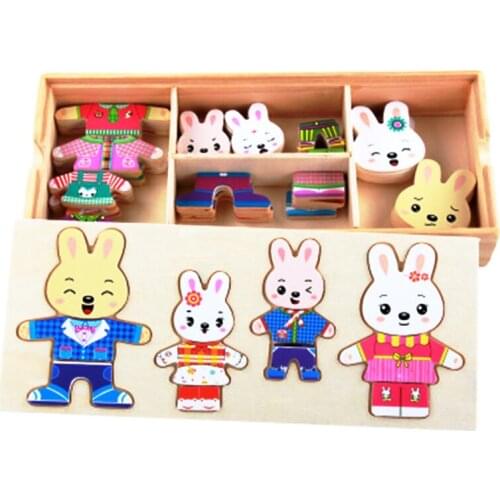 Educational Toys Wooden Puzzles Toys Kids Joy Superior Quality Puzzle Wood Changing Clothes Animals Jigsaw Puzzles For Children