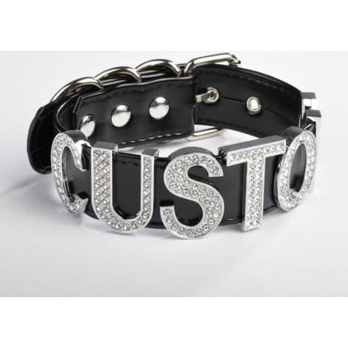 Personalised Customised Choker Letters 100% Handmade Black Leather Collar Punk Gothic Word Name Necklace