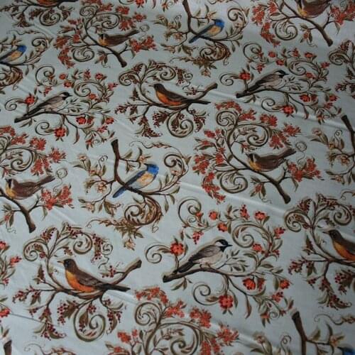 Half yard handmade patchwork DIY fabric with little flower cartoon bird print 110 cm wide T1178