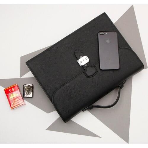 Simple Mens Genuine Leather Business Bag Cowhide Laptop Handbag Large Capacity Briefcase