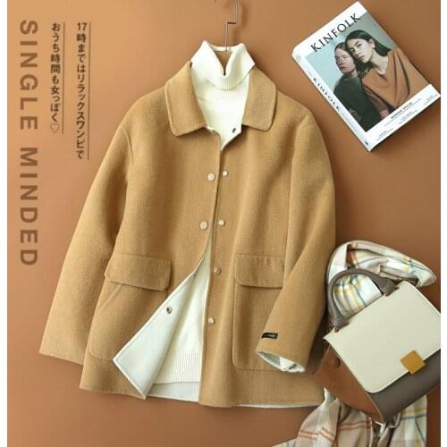 Quality Simple Handmade Woolen Coat Women 2020 Autumn and Winter Woolen Overcoat Female Outwear Korean Women Clothing
