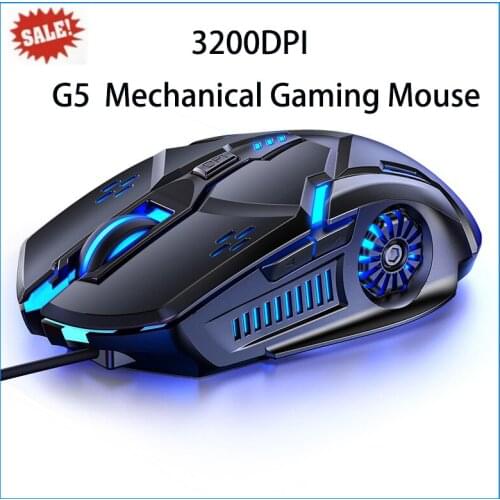 G5 Wire Gaming Mouse Silent 6 Buttons Colorful Luminous Mechanical 6D Led Optical Usb 4 Speed DPI Gamer Laptop Computer Mice