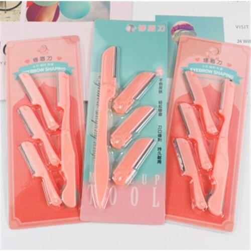 Eyebrow Shaper Pink Facial Eyebrow Trimmer Women Grooming Shaver Shaping Safe Razor Facial Hair Remover Scissors