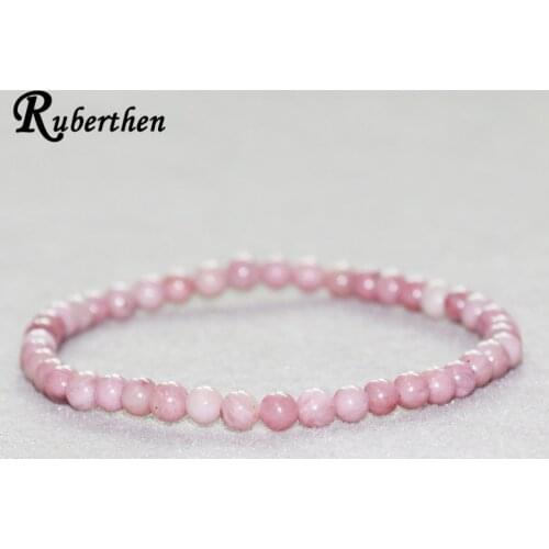 Ruberthen Rhodonite Bracelet 4 mm Stone Beads Bracelet Mini Gem Stone Energy Bracelet