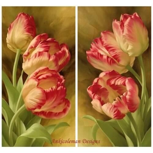 Needlework for embroidery DIY DMC Color High Quality - Counted Cross Stitch Kits 14 ct Oil painting - Double Tullips