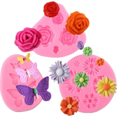 3d Sugarcraft Butterfly Silicone molds fondant Flower mold cake decorating tools chocolate moulds wedding decoration mould