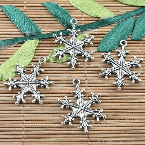 Tibetan Silver2sided snowflake design charms 20pcs EF0051