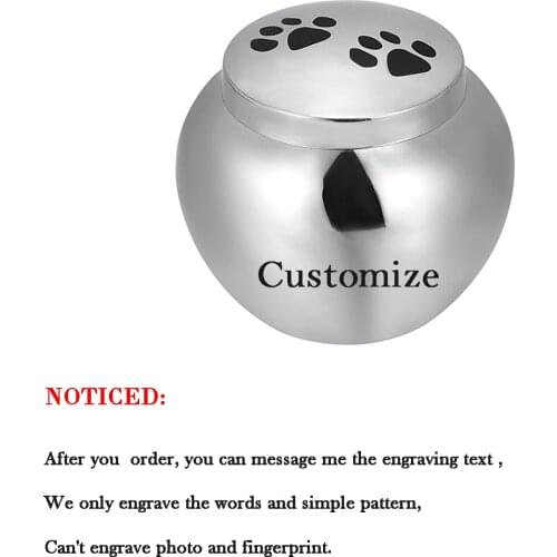 High Quality Stainless Steel Memorial Urn For Ashes - Paw Print Mini Jar - Cremation Casket Jewery Women Men