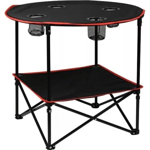 High quality simple multi-purpose folding outdoor round portable steel tube bracket fabric multi-function folding table