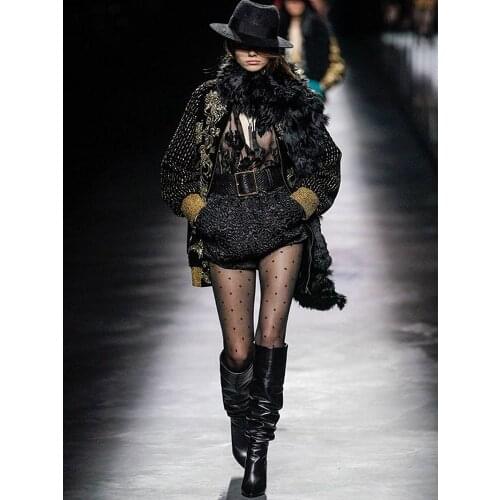 Knee High Slouch Boots Genuine Leather Spike Heels Slip On Women Dress Shoes Runway Ladies Matte Leather excellent Quality Boots