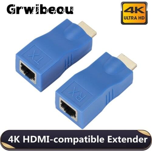 1 Pair RJ45 4K HDMI-compatible Extender Extension Up to 30m Over CAT5e Cat6 Network Ethernet LAN for HDTV HDPC DVD PS3 STB