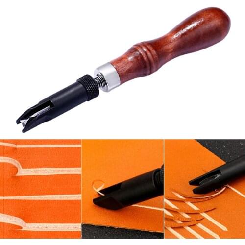 1 Piece 15.7cm Wood Handle Durable Adjustable V-Type Leather Grooving Machine Sewing Leather Craft Tools