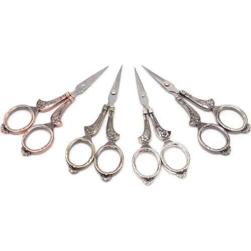 1Pcs Stainless Steel Vintage Tailor Scissors Floral Sewing embroidery scissors Short Fabric Cutter Yarn Shear