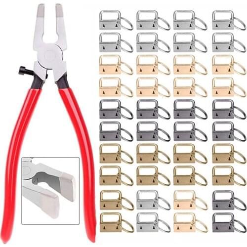20/40PCS Webbing Tail Clip Key Fob Hardware 25mm Keychain Split Ring with Tool Pliers for Wrist Wristlets Cotton Tail Clip