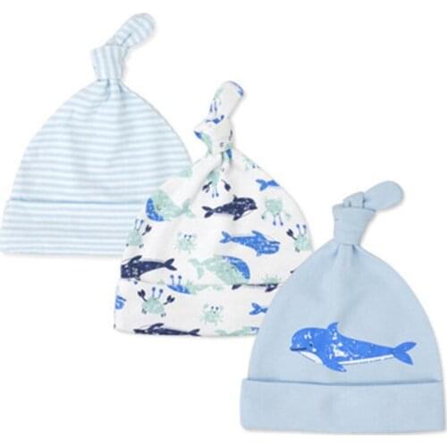 3pcs/lot Baby Hats 100% Cotton Printed Lovely Soft Baby Hats&Caps for 0-6 Months Toddlers Newborn
