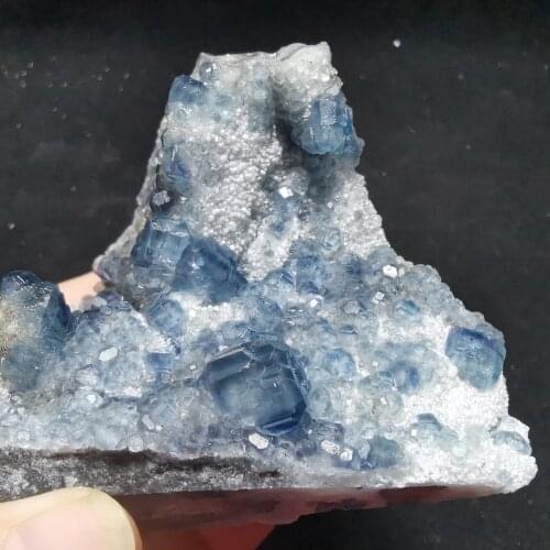 315.4g100% natural rare blue fluorite mineral specimen stone and crystal energy healing stone decorated with Quartz Gemstone