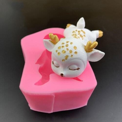 3d Sleeping Deer Silicone Mold DIY Soap Plaster Resin Mold Chocolate Fondant Cake Decoration Tools