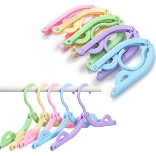3x Foldable Portable Folding Slotted Clothes Hanger Travel Plastic Clothes