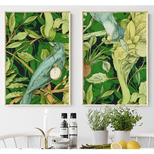 Abstract Green Plant Paintings for Interior Frameless Nordic Scandinavian Canvas Picture Modern Home Room Decor Wall Art