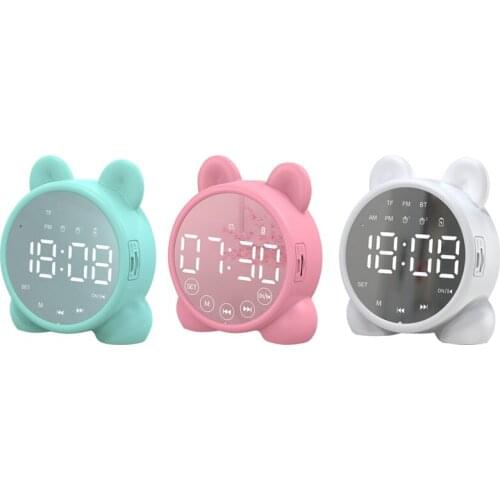 Kids Alarm Clock Bluetooth Speaker Bedside Alarm Clock,Mirror Digital Wake-Up Timer,Kids Sleep Trainer