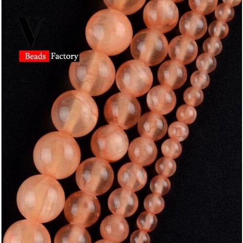 Natural Stone Orange Jades Baeds For Jewelry Making 4 6 8 10mm Charm Spacer Beads DIY Necklace Bracelet Accessories 15" Strand