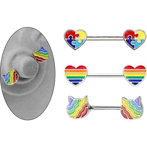 Retro Colorful Nipple Shield Nipple Barbell Nipplerings for Women Ladies