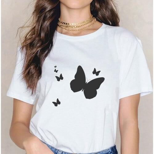 Aesthetic T Shirt with Butterfly Gothic Harajuku Graphic Tees Shirt Femme Vintage Womens T-shirt Female Itself Short Sleeve