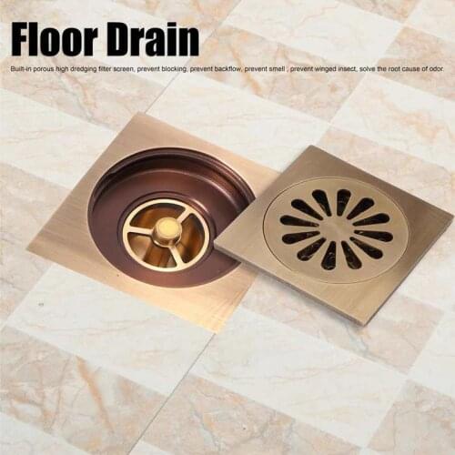 European Style Floor Drain Set Antique Copper Shower Drainer Drainage System Bathroom Toilet Accessories