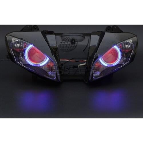 Motorcycle Projector Headlight Assembly HID White Angel Eyes Red Demon Eyes For Yamaha YZF-R6 2006-2007 YZF-R6 Headlamp