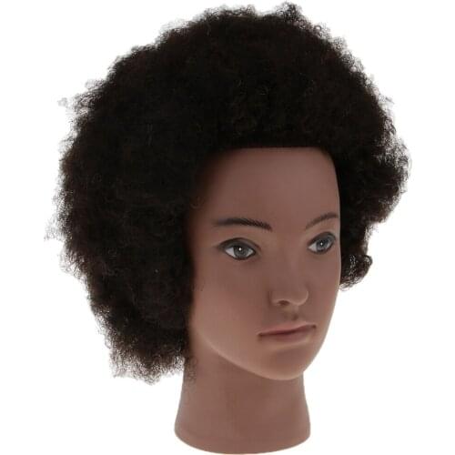 Cosmetology Afro Mannequin Head W/ Real Hair For Braiding Cutting Practice
