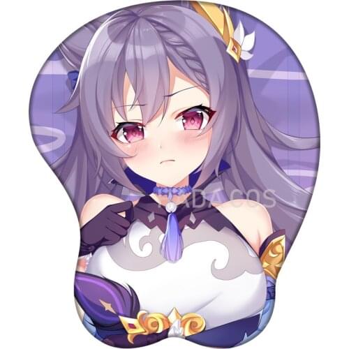 Game Genshin Impact KeQing Computer 3D Mouse Pad Sexy Breast Silicone Gel Mousepad Wrist Rest Gaming Playmat Mouse Pad Mat Soft