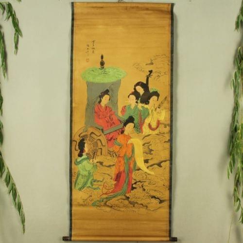 Exquisite Chinese Antique collection Imitation ancient Six Maid Picture