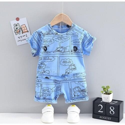 Comics Print Kids Clothing Sets Casual Childrens Clothing T-Shirt+Shorts 2 Pcs Baby Boys Clothes Short Clothing for Boys 1-5 Y