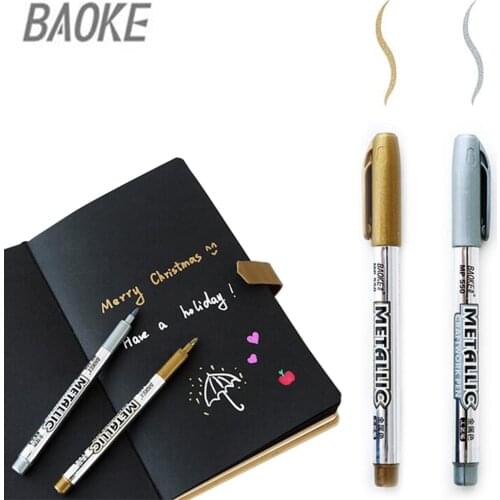 2pcs/lot DIY Metallic Waterproof Permanent Paint Marker Pens Gold And Silver For Drawing Students Supplies Marker Craftwork Pen