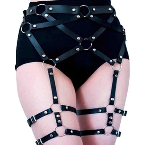 Fashion Women Harness Body Belts Sexy Garters Bondage Belt Punk Strap Band From Waist To Leg Adjustable Suspender Straps