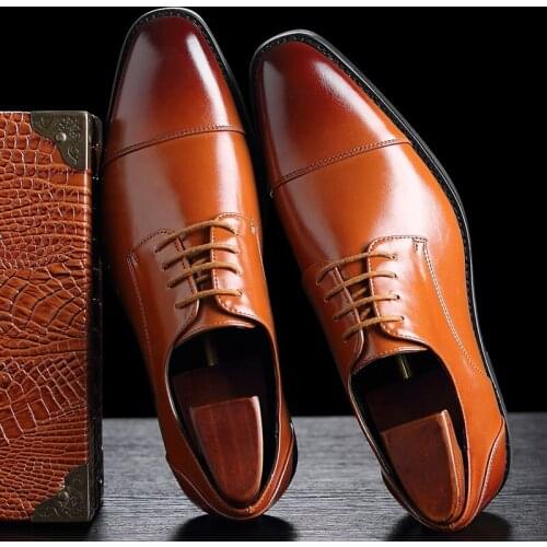 2019 Casual Shoes Men Dress New High Quality Leather Business Office Luxury Shoes Male Breathable Oxfords Men Formal Shoes A3-48