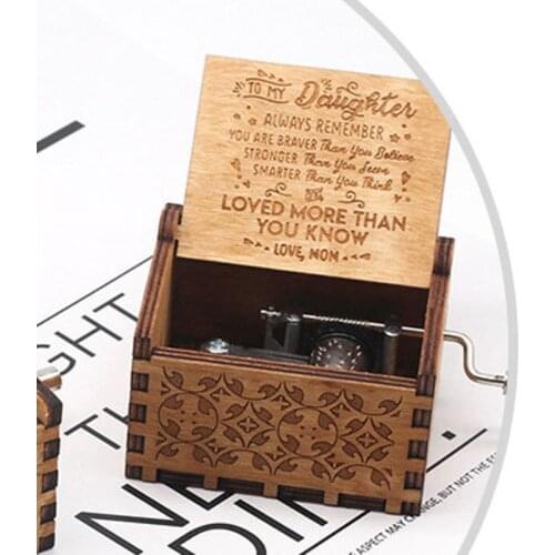 Music Box Hand Crank Engraved Musical Box Personalizable Gift for Daughter son