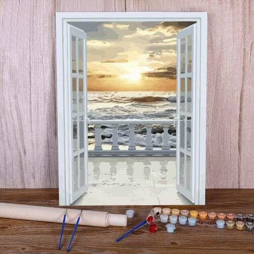 Landscape Door Scenery Coloring By Numbers Painting Complete Kit Acrylic Paints 40*50 Picture By Numbers Photo Drawing