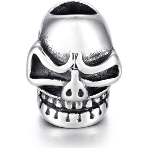 Stainless Steel Skull Bead Polished 5mm Large Hole Beads Metal Charms DIY Bracelet Components Jewelry Making Accessories
