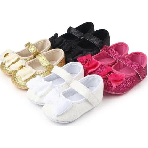 Newly Toddler Baby Girls Boys Casual Shoes Crib Shoes Leather Bowknot Slip On Baby Shoes