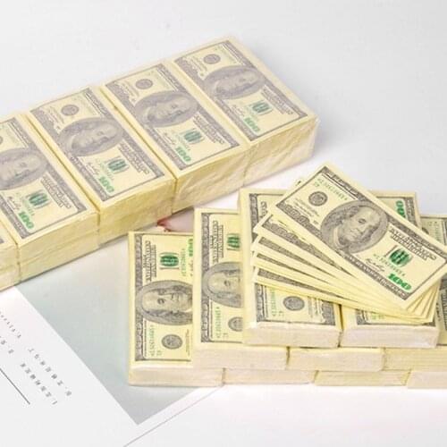 10 Sheets/Pack Funny Dollar Pattern Tissue Paper Disposable Towel Pure Wood Portable Money Napkin Handkerchief Party Tableware